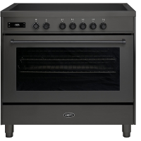 Boretti MLI95BMAT Inductiefornuis Milano met Oven   5 Kookzones   90 cm   Antraciet