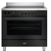 Boretti MLI95XZW Inductiefornuis Milano met Oven   90 cm   5 Zones + Flex   Zwart Glanzend