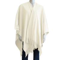 Luxe omslagdoek/poncho   wit   180 x 140 cm   fleece   Dameskleding accessoires