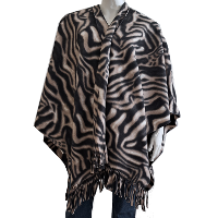 Luxe omslagdoek/poncho   zebra print   180 x 140 cm   fleece   Dameskleding accessoires