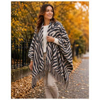 Luxe omslagdoek / poncho   zebraprint   180 x 140 cm   fleece   Dameskleding accessoires