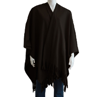 Luxe omslagdoek/poncho   zwart   180 x 140 cm   fleece   Dameskleding accessoires