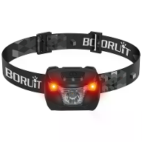 BORUiT Witte Rode Licht LED Hoofdlamp Gebruik AAA Batterij 4 Modus Super Heldere Hoofdlamp Waterdichte Hoofdlamp
