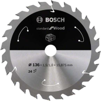 Bosch Standard for Wood cirkelzaagblad voor accuzagen 136 x 1,5 / 1 x 15,875 T24