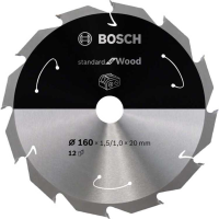 Bosch Standard for Wood cirkelzaagblad voor accuzagen 160 x 1,5 / 1 x 20 T12