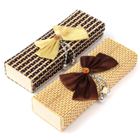 Bowknot Bamboo Wooden Ring Bracelet Jewelry Storage Box Case