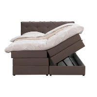 Boxspring met opbergruimte Sonderborg   donkerbruin   140x200 cm   Leen Bakker