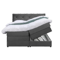Boxspring met opbergruimte Sonderborg   grijs   140x200 cm   Leen Bakker