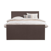 Boxspring met voetbord Arendal   donkerbruin   180x200 cm   vierkante poot   Leen Bakker