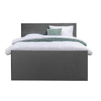 Boxspring met voetbord Arendal   grijs   180x200 cm   vierkante poot   Leen Bakker