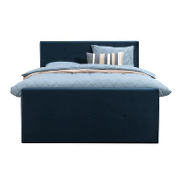 Boxspring met voetbord Billund   blauw   160x200 cm   slanke poot   Leen Bakker