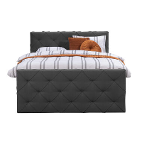 Boxspring met voetbord Sonderborg   antraciet   160x200 cm   ronde poot   Leen Bakker