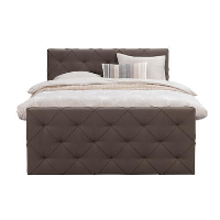 Boxspring met voetbord Sonderborg   donkerbruin   160x200 cm   vierkante poot   Leen Bakker