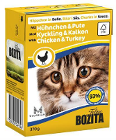 Bozita kip met kalkoen stukjes in saus natvoer kat 6 x 370 g