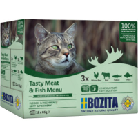 Bozita vlees & vis in gelei multipack natvoer kat 1 tray (12 x 85 g)