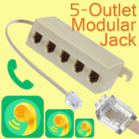 Brand New 5 Outlet Telephone Phone Splitter Line Jack