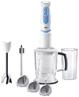 Braun 4191 MQ5260WHBL Staafmixer 1000 W Met maatbeker, Met mixbeker, Turbofunctie Wit blauw