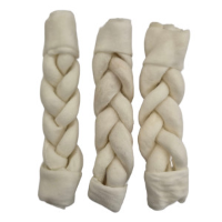 Brekz Dental Rawhide   gevlochten staaf kauwsnack hond 20 cm 3 stuks