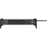 Brennenstuhl Alu Office Line stekkerdoos met USB laadfunctie 4 voudig schakel stekkerdoos