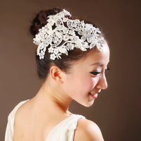 Bridal Lace Hair Accessories Wedding Jewelry Pearl Garland Headband