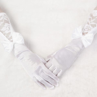 Bridal Wedding Dress Long White Satin Gloves