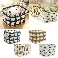 Brief Linen Desktop Folding Storage Box Holder Home Jewelry Makeup Cosmetic Sundries Stationery Organizer Case