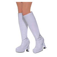 Carnaval disco verkleedkleding laarzen hoezen   wit   dames   overtrek hoezen   net echt