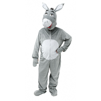 Carnaval verkleed dierenpak Ezel   grijs   volwassenen   grote kop   Donkey   Shrek   jumpsuit