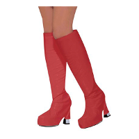Bristol Novelty carnaval verkleed laars hoezen   rood   polyester   Dames   Eighties
