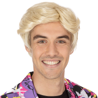 Carnaval verkleed ouderwetse herenpruik   blond   van vroeger en boyband stijl