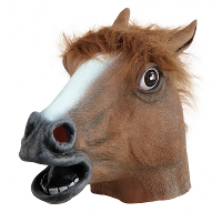 Carnaval verkleed paarden masker   bruin   rubber   voor volwassenen