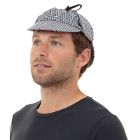 Carnaval verkleed pet Sherlock de Detective   zwart/wit   polyester   heren   met klep