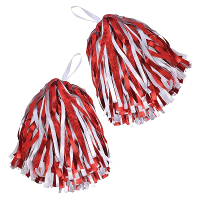 Cheerballs/pompoms   2x   rood/wit   polyester   Cheerleaders