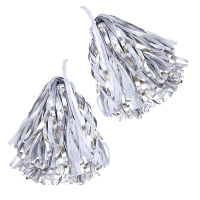 Cheerballs/pompoms   2x   zilver/wit   polyester   Cheerleaders