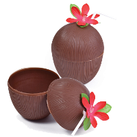 Drinkbeker   kokosnoot  Hawaii   bruin   kunststof   400 ml