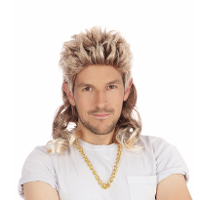 Herenpruik   Blond   met lange mat in de nek   half lang haar