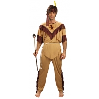 Bristol Novelty Indiaan/Indianen verkleedkleding kostuum   heren   bruin   maat M/L   hoofdband