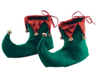 Kerstelf schoenen   groen/rood   met belletjes   25 cm   volwassenen