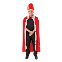 Koning verkleed cape met kroon   rood   carnaval   koningsdag   volwassenen