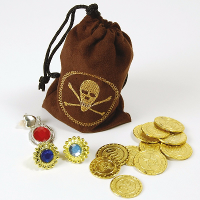 Piraten buidel met sieraden en geld   carnaval verkleed accessoires   speelgoed