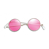 Ronde John Lennon stijl verkleed bril   roze   Sixties/hippie/flower power