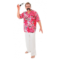 Toppers in concert   Hawaii verkleedkleding blouse overhemd   rood   voor heren   maat M/L