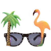 Tropische carnaval verkleed party bril met flamingo en palmboom   Hawaii thema feestbrillen