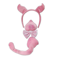 Varken verkleedset   met geluid   4 delig   roze   pluche   verkleedkleding