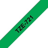 Labeltape Brother TZe, TZ TZe 721 PET Tapekleur: Groen Tekstkleur:Zwart 9 mm 8 m