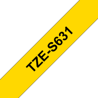 Etiketten Brother TZe, TZ TZe S631 PET Tapekleur: Geel Tekstkleur:Zwart 12 mm 8 m