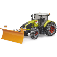 Bruder Claas Axion 950 met sneeuwkettingen en ploegblad modelvoertuig