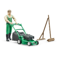 Bruder bworld Tuinman met grasmaaier speelfiguur