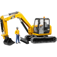 Bruder Cat minigraafmachine met arbeider modelvoertuig