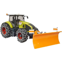 Bruder Claas Axion 950 met sneeuwkettingen en ploegblad